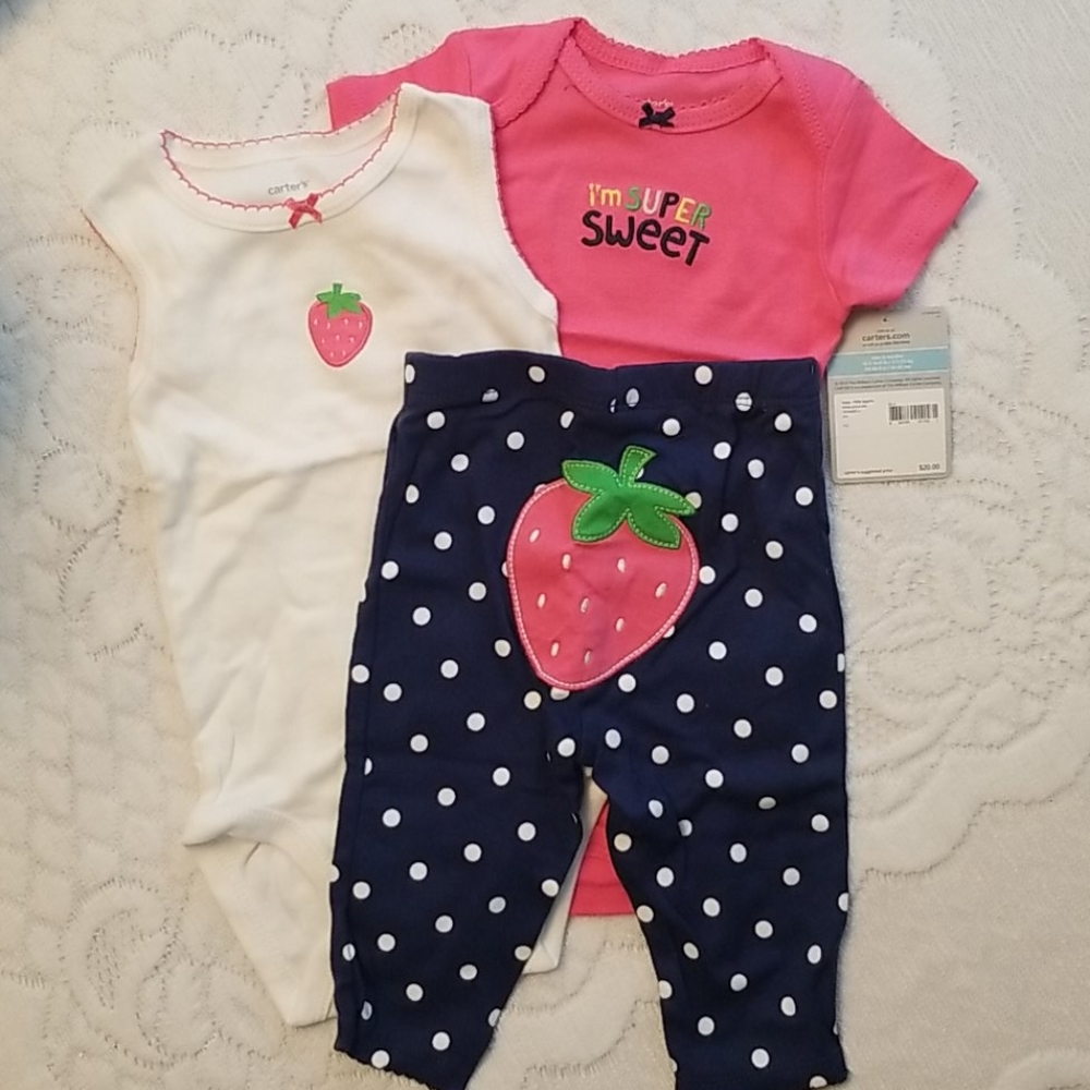 New Carter's 3 piece set Girls layette baby pants